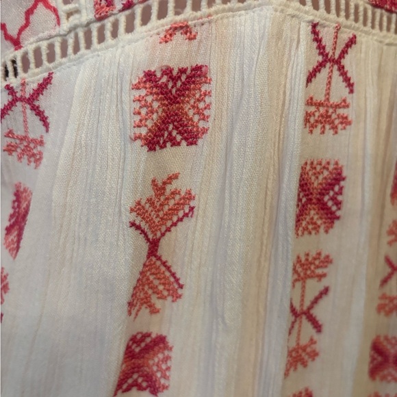 Sundance pink and white patterned flowy long sleeve boho blouse size M - Picture 9 of 16